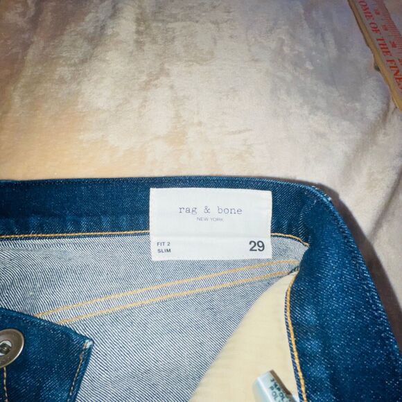Rag & Bone Jeans Fit 2 Slim Mens Sz 29 Fits 32x34 Dark Blue Whiskering USA - Picture 9 of 14